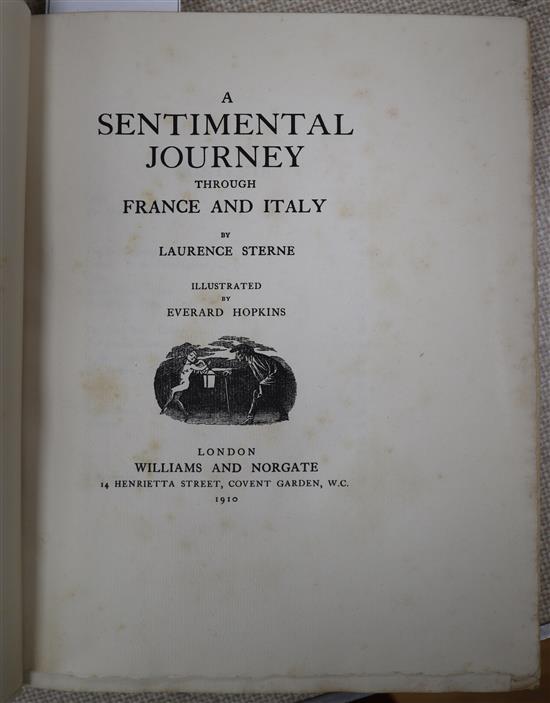 Sterne, Laurence, A Sentimental Journey through France and Italy, illustrated by Everard Hopkins, quarto, vellum gilt, lightly foxed